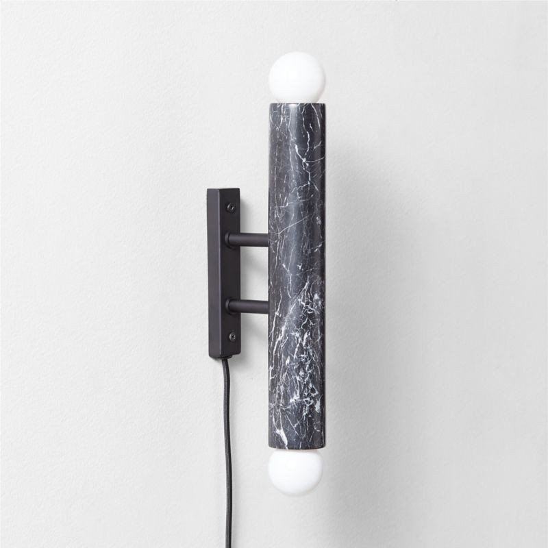 Tubular Black Marble Plug-In Sconce + Reviews | CB2 | CB2