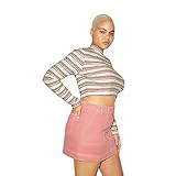 American Apparel Women's Cotton 2x2 Long Sleeve Mockneck Crop, Star White 90s Stripe, Large at Am... | Amazon (US)