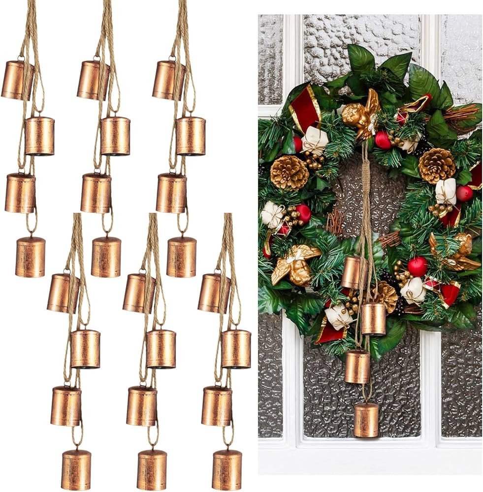 Weysat 6 Sets Christmas Cow Bells Rustic Outdoor Hanging Bell Vintage Harmony Iron Bell Chime Rel... | Amazon (US)