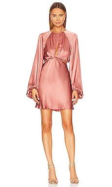 Shona Joy Angelica Long Sleeve Mini Dress in Rouge from Revolve.com | Revolve Clothing (Global)