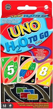 Mattel Games UNO H20 to GO, water resistant cards game, to take to the beach and to snow holidays... | Amazon (UK)