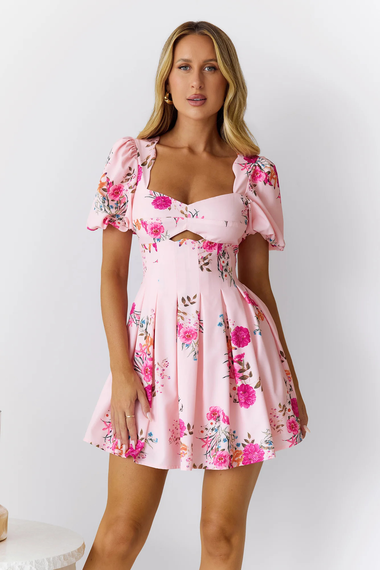 Floral Queen Short Sleeve Mini Dress Pink | Hello Molly (AU)