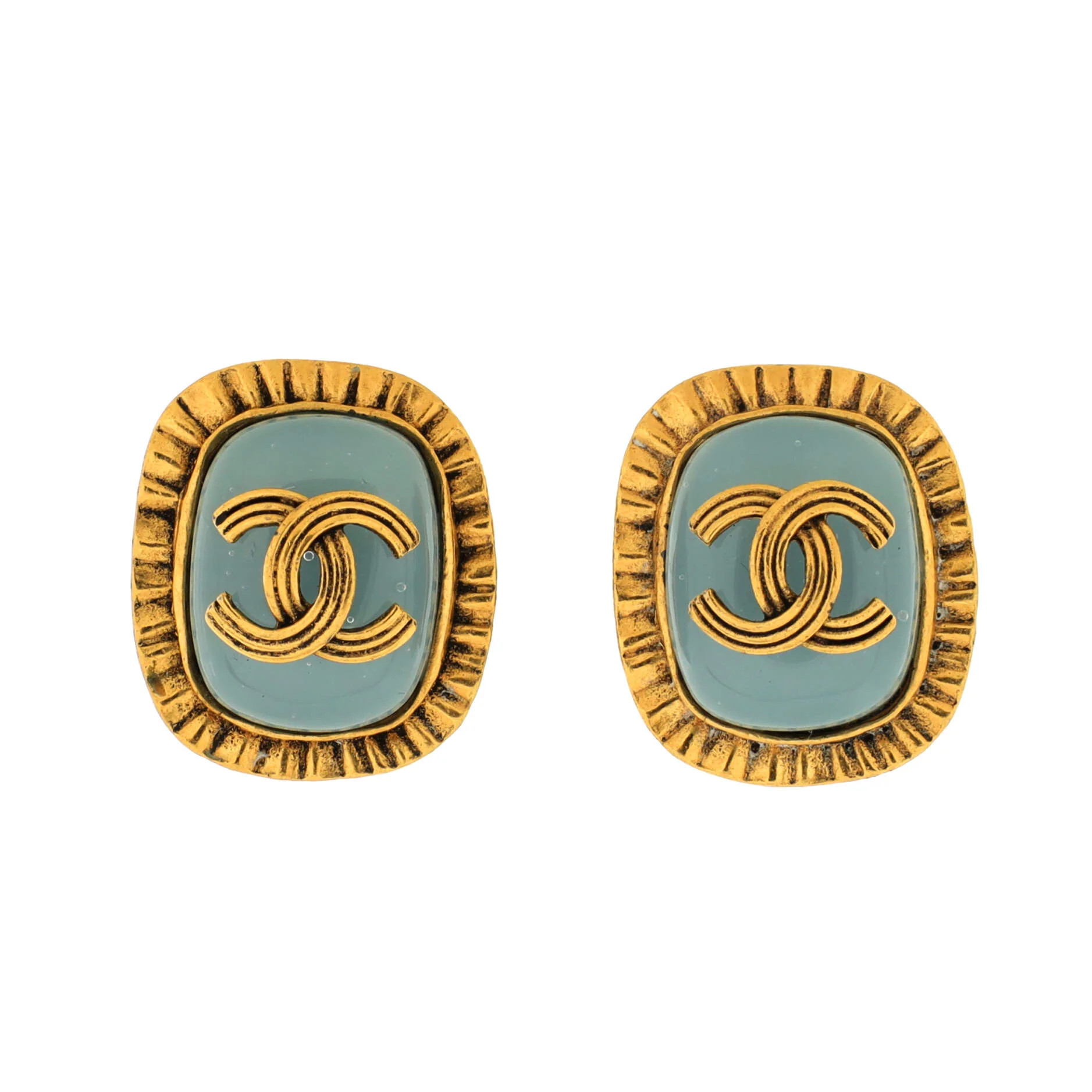 CHANEL Vintage CC Rectangle Clip-On Earrings | Rebag