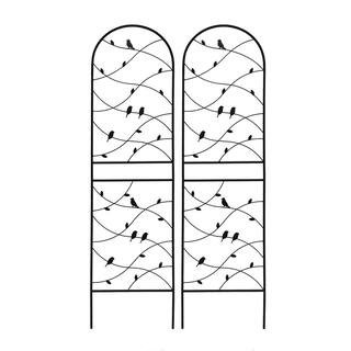 2 Pack 19.7 in. L x 71 in. H Outdoor Black Metal Garden Trellis Great Metal Garden Trellis for Climbing Plants | The Home Depot
