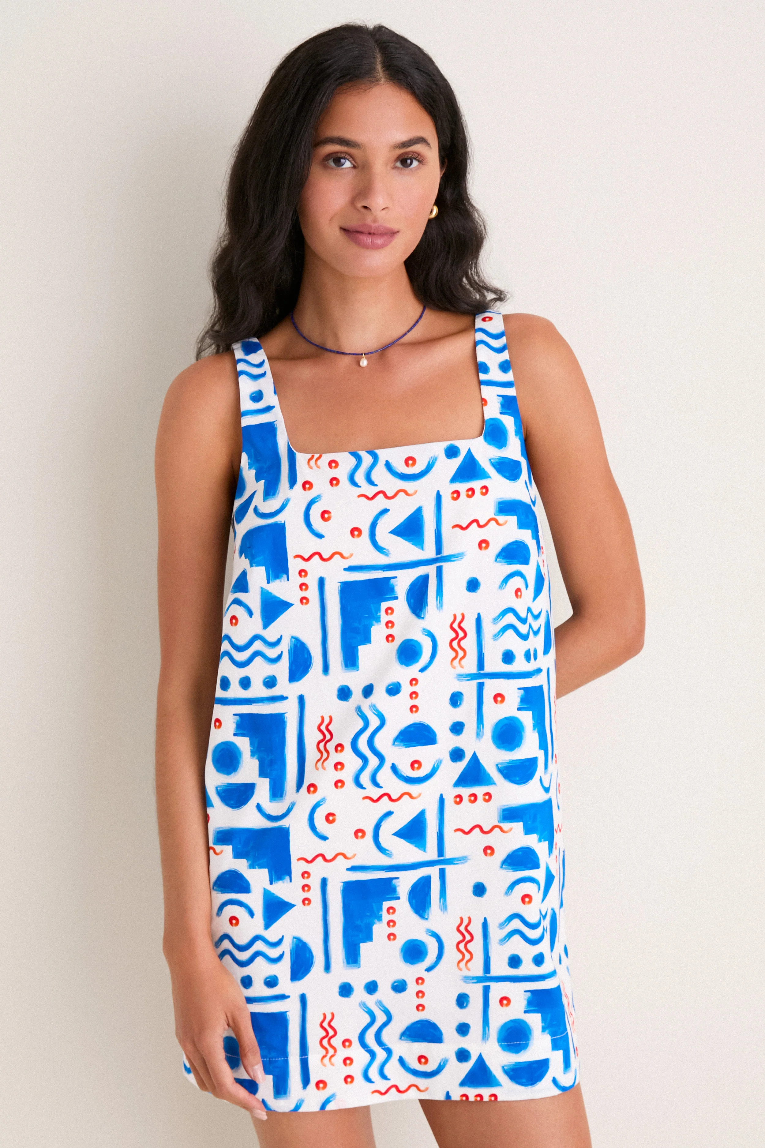 Red & Blue Geo Zella Mini Dress | Tuckernuck (US)