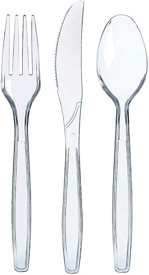 300 Plastic Silverware Set, Clear Plastic Cutlery Set, Disposable Silverware Set - 100 Plastic Fo... | Amazon (US)