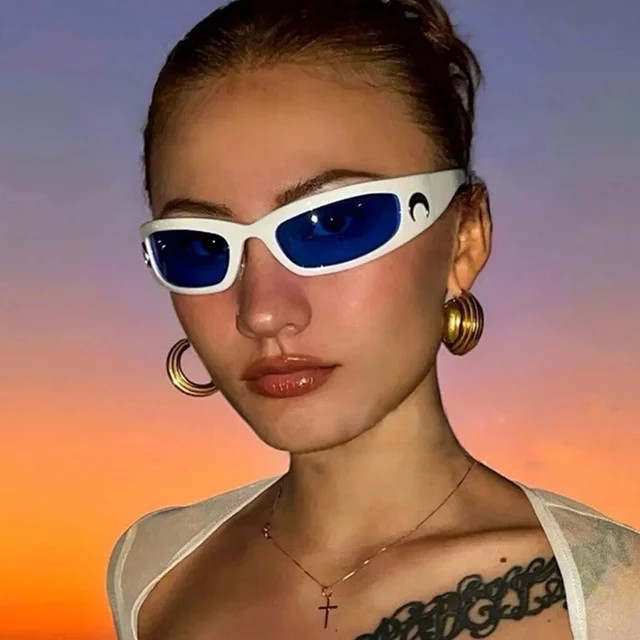 Sunglasses Trendy Steam Punk Moon Decorative Cozmo Colored Lenses Vogue Gothic Y2k Blue Eyepieces... | AliExpress (US)