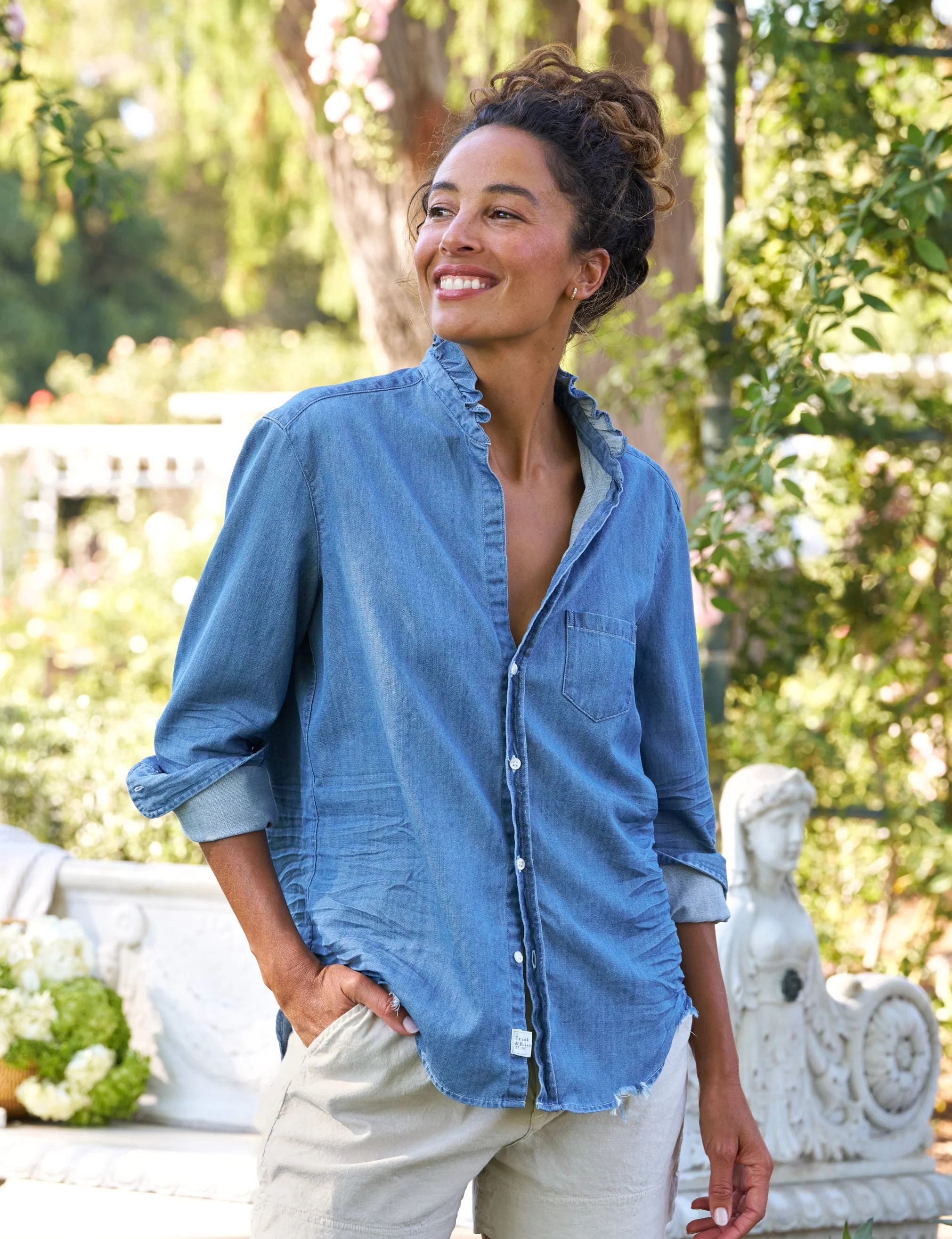 EILEEN RUFFLE Vintage Stonewashed Indigo, Famous Denim | Frank & Eileen