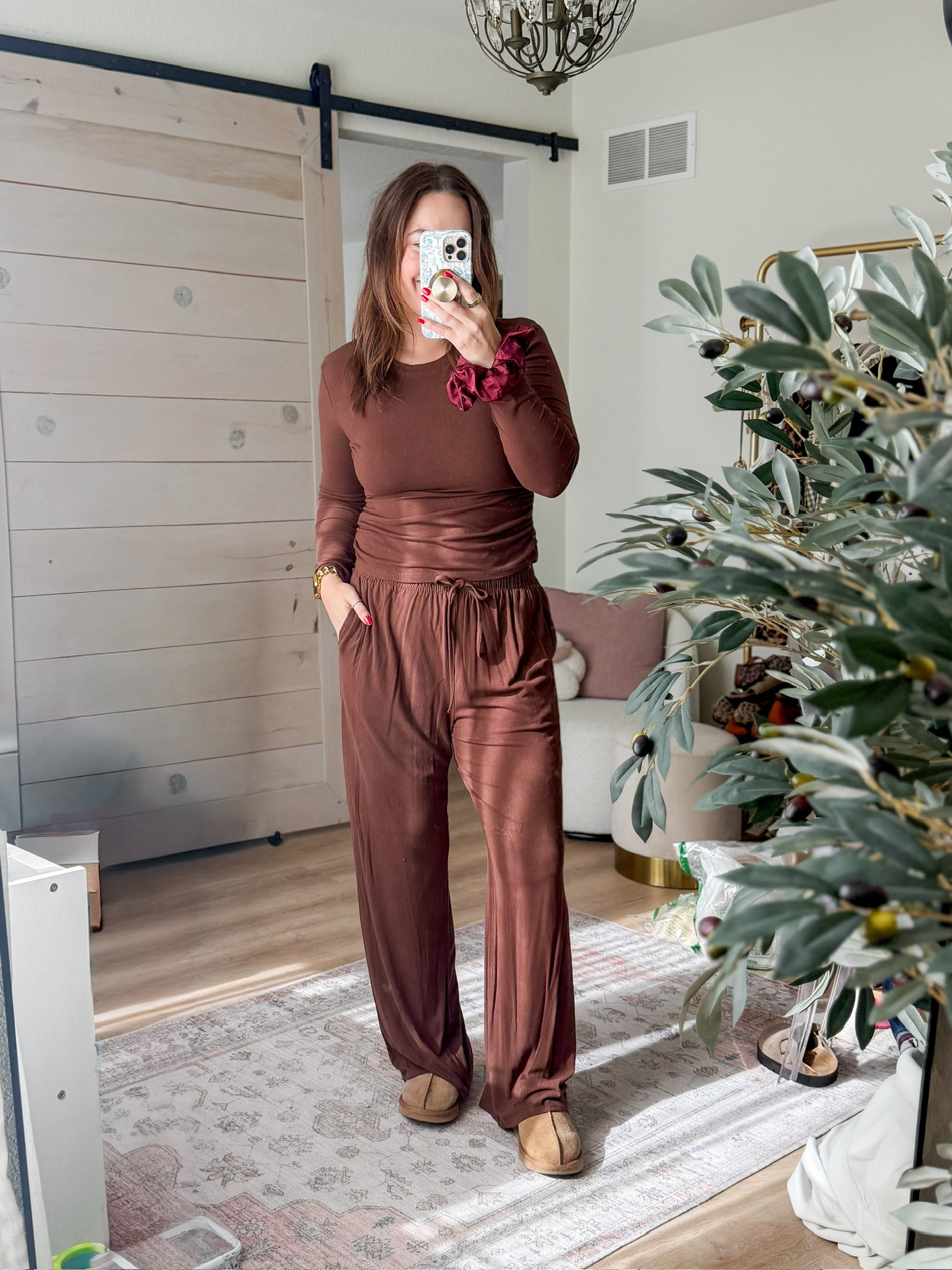 Wearing size large in this long sleeve lounge set // perfect fall and winter lounge look and could accessorize to dress it up!
 

 #LTKootd #LTKSeasonal #LTKMidsize