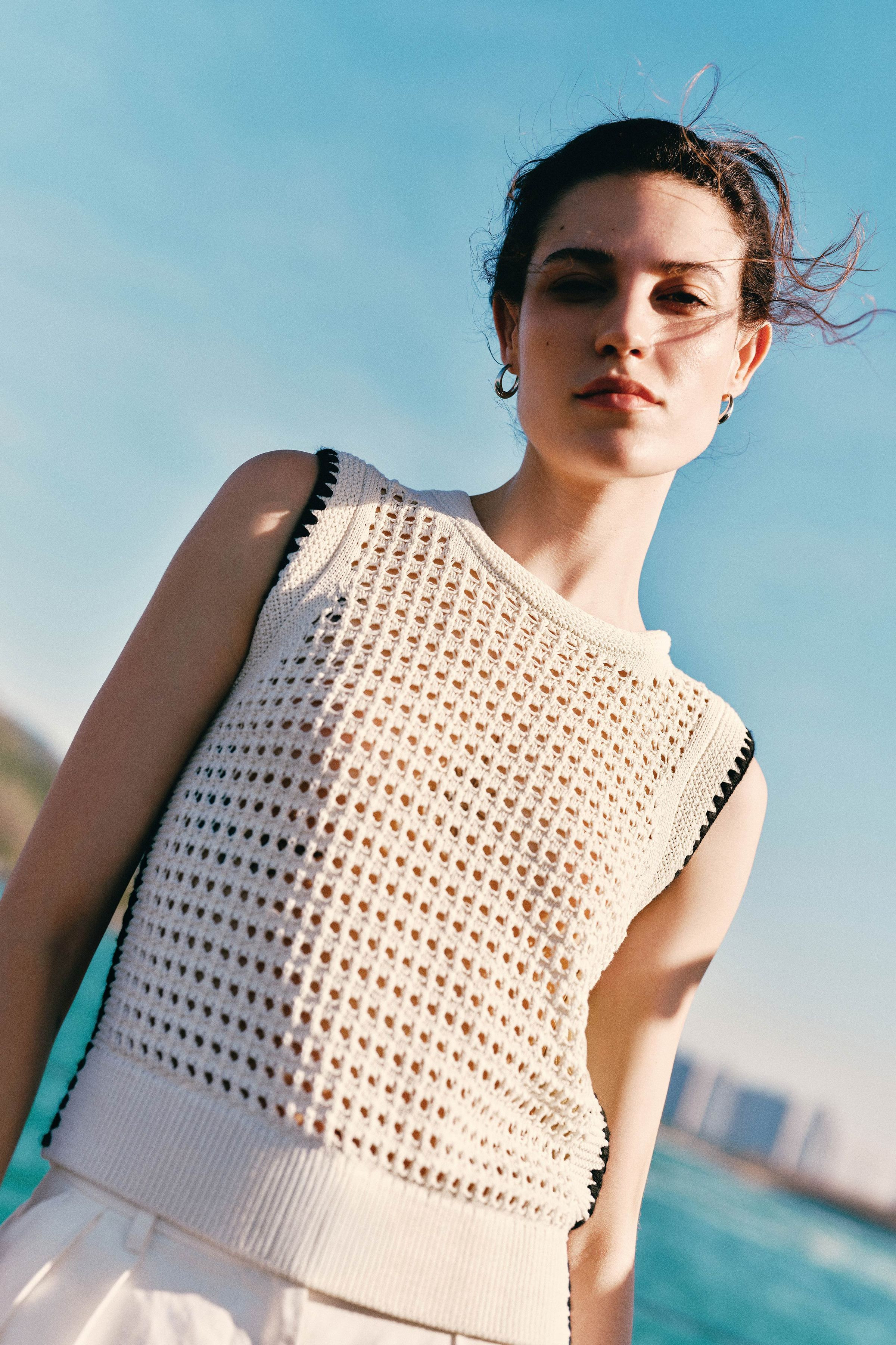 Toscana Pointelle Embroidered Vest | LILYSILK