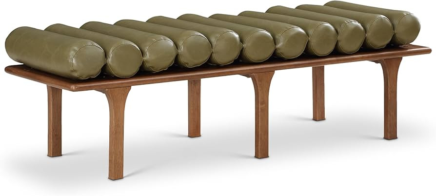 Meridian Furniture 22009Olive Landon Collection Art Deco Bench with Soft Vintage Olive Green Vega... | Amazon (US)