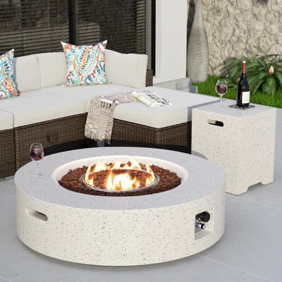 Shade Concrete Propane Outdoor Fire Pit Table | Wayfair North America