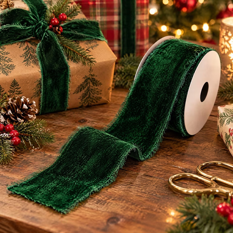 My Texas House Green Velvet Christmas Ribbon, 12' | Walmart (US)