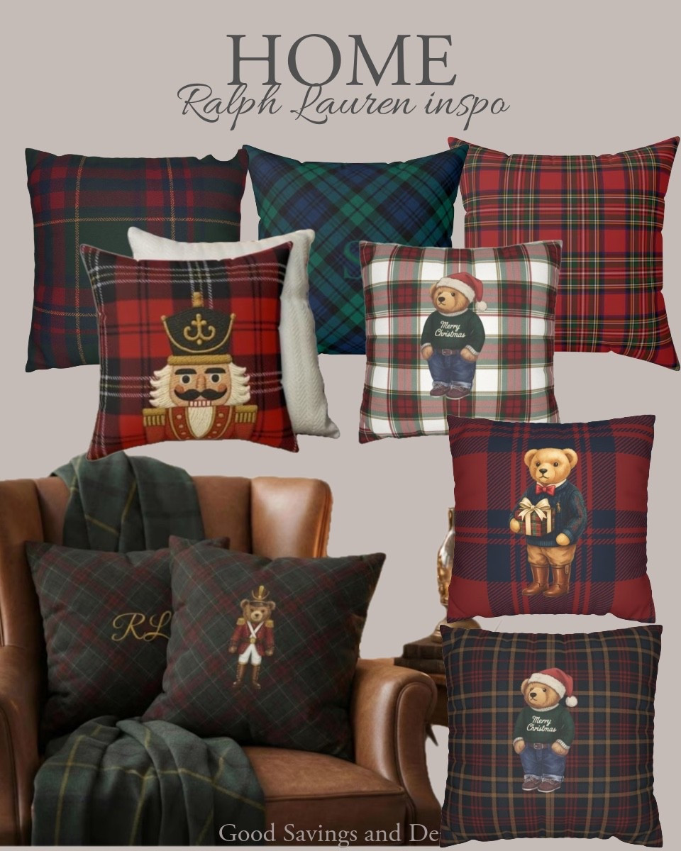 Ralph Lauren inspired holiday home. Bear Plaid Throw pillow covers. Christmas plaid throw pillow covers. Tartan nutcracker pillow.

#LTKGiftGuide #LTKHome #LTKHoliday