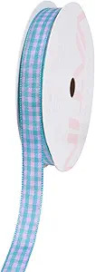 VATIN Turquoise and Pink Gingham Ribbon, Each Roll Measuring 3/8 Inch Wide by 10 Yards Long, Feat... | Amazon (US)