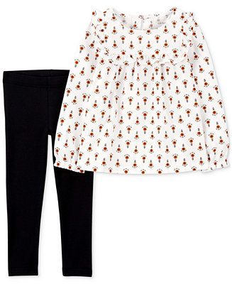 Toddler Girls 2-Pc. Floral Long-Sleeve Top & Stretch Leggings Set | Macy's