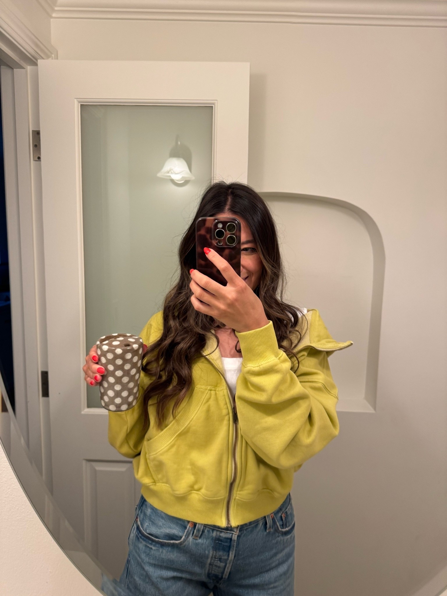 A cutie zip up! Love the colors! 
wearing an XS for size reference, runs a little oversized