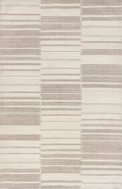 Beige Delfina Cotton Striped Area Rug | Rugs USA
