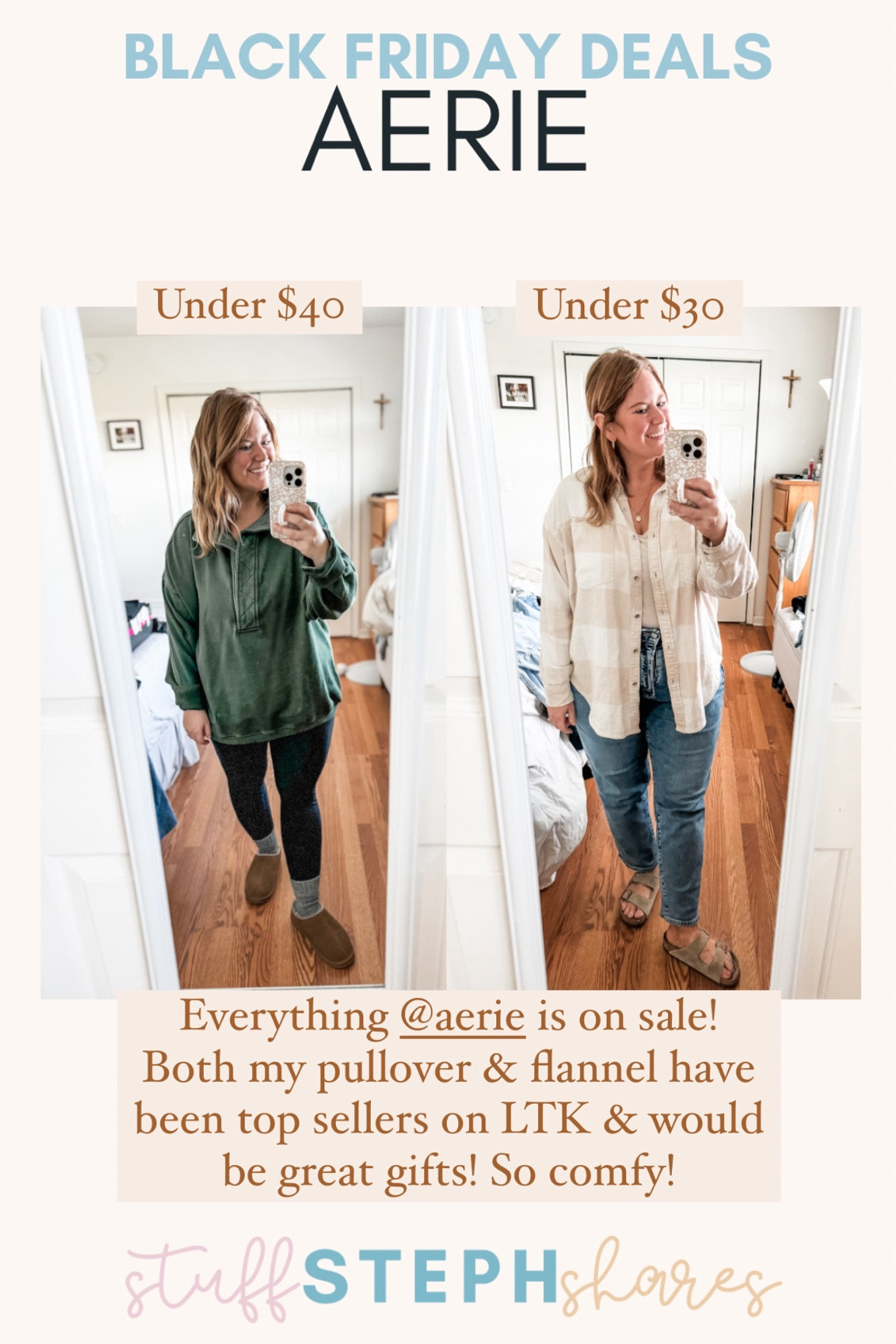 Aerie is all on sale!  My favorites are this pullover and flannel.  Wearing a large in the pullover and a medium in the flannel  

#LTKMidsize #LTKCyberWeek #LTKGiftGuide