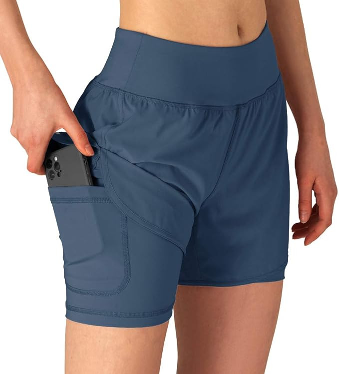 Gopune Women's 2 in 1 Running Shorts Workout Athletic Gym Yoga Shorts Liner | Amazon (US)