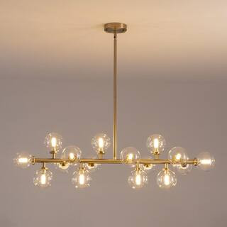 WDETR 39 in. 16-Light Brass Globe Sputnik Dining Room Gold Chandelier Mid Century Kitchen Pendant... | The Home Depot