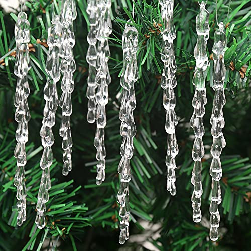 Zsail Icicle Christmas Ornaments 25pcs Clear Acrylic Icicle Pendant Christam Tree Hanging Ornaments for Christmas Tree Ornaments (Water Drop-5.9inch) | Amazon (US)
