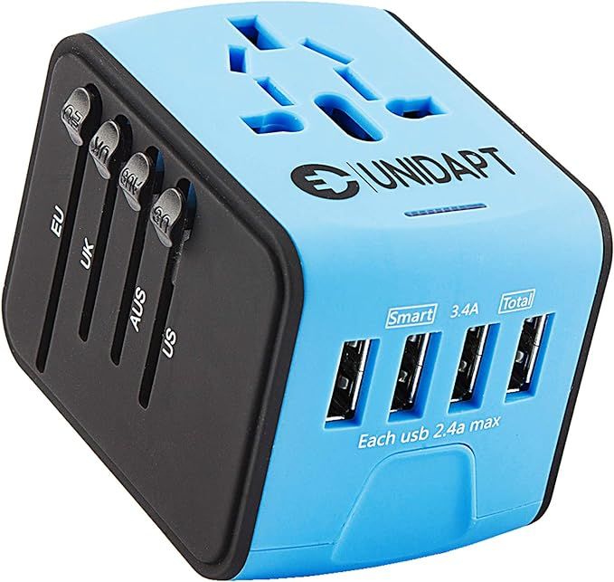 Unidapt Universal Travel Adapter, International Plug Adapter Fast 2,4A 4-USB European Power Plug,... | Amazon (US)