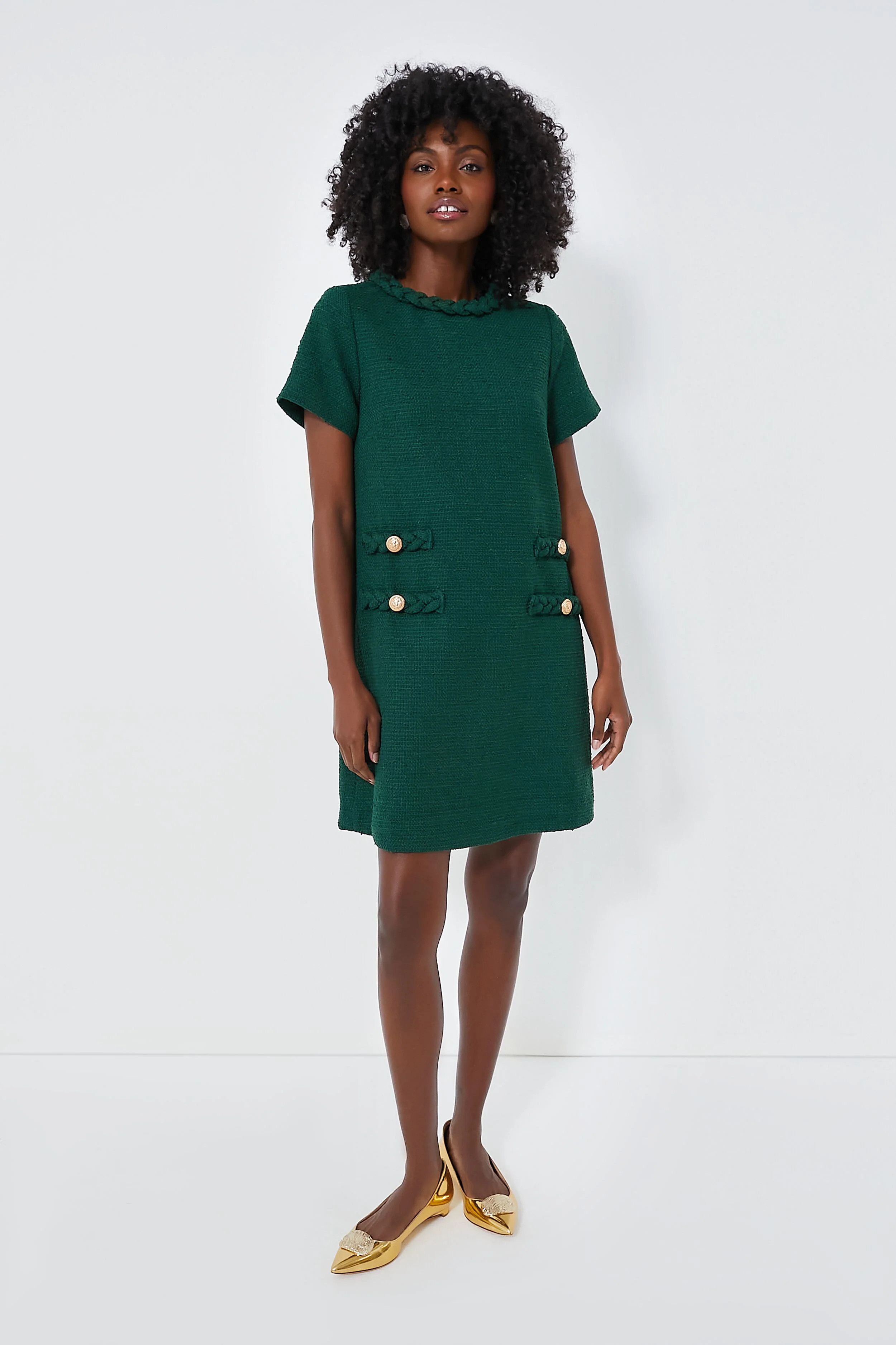 Forest Green Tweed Jackie Dress | Fall Workwear Fall Office Outfits #LTKworkwear #LTKFind | Tuckernuck (US)