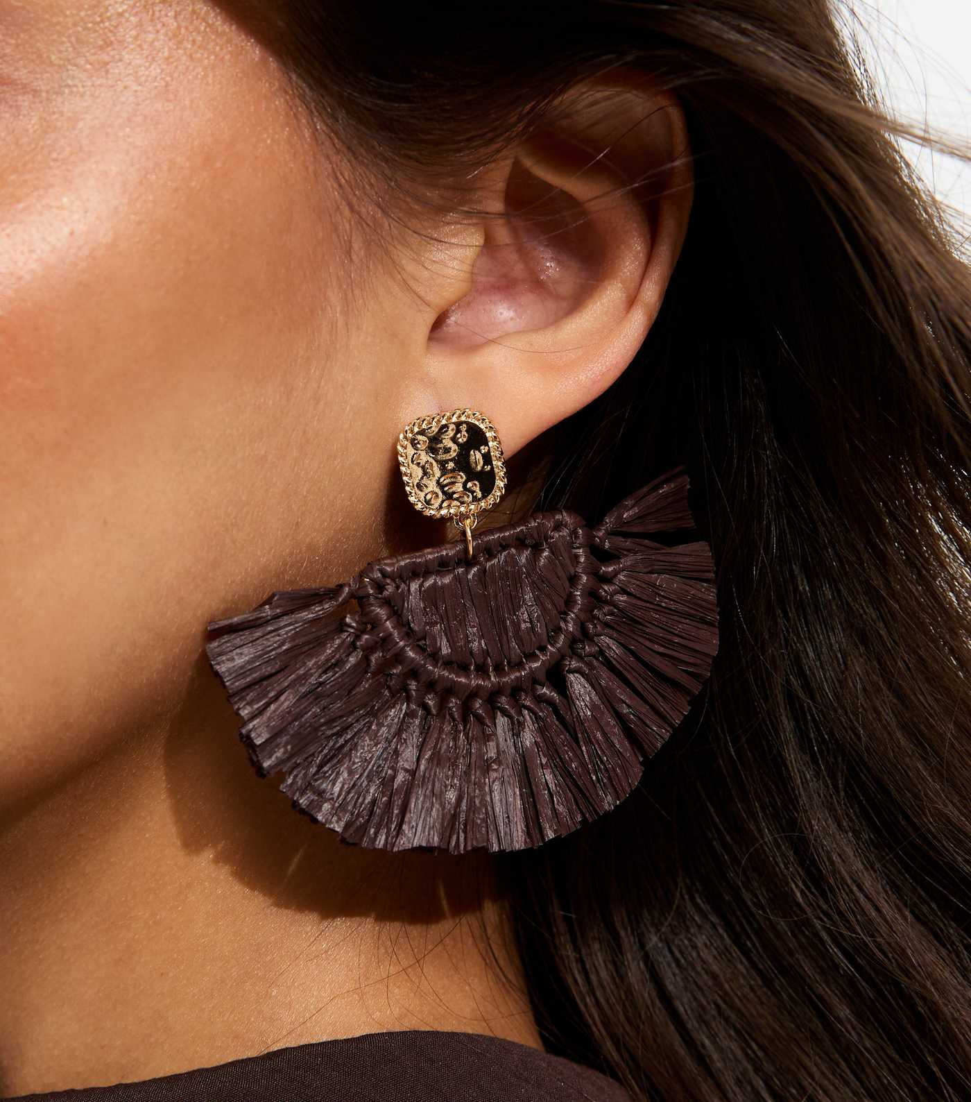 Brown Raffia Tassel Drop Earrings | New Look | New Look (UK)