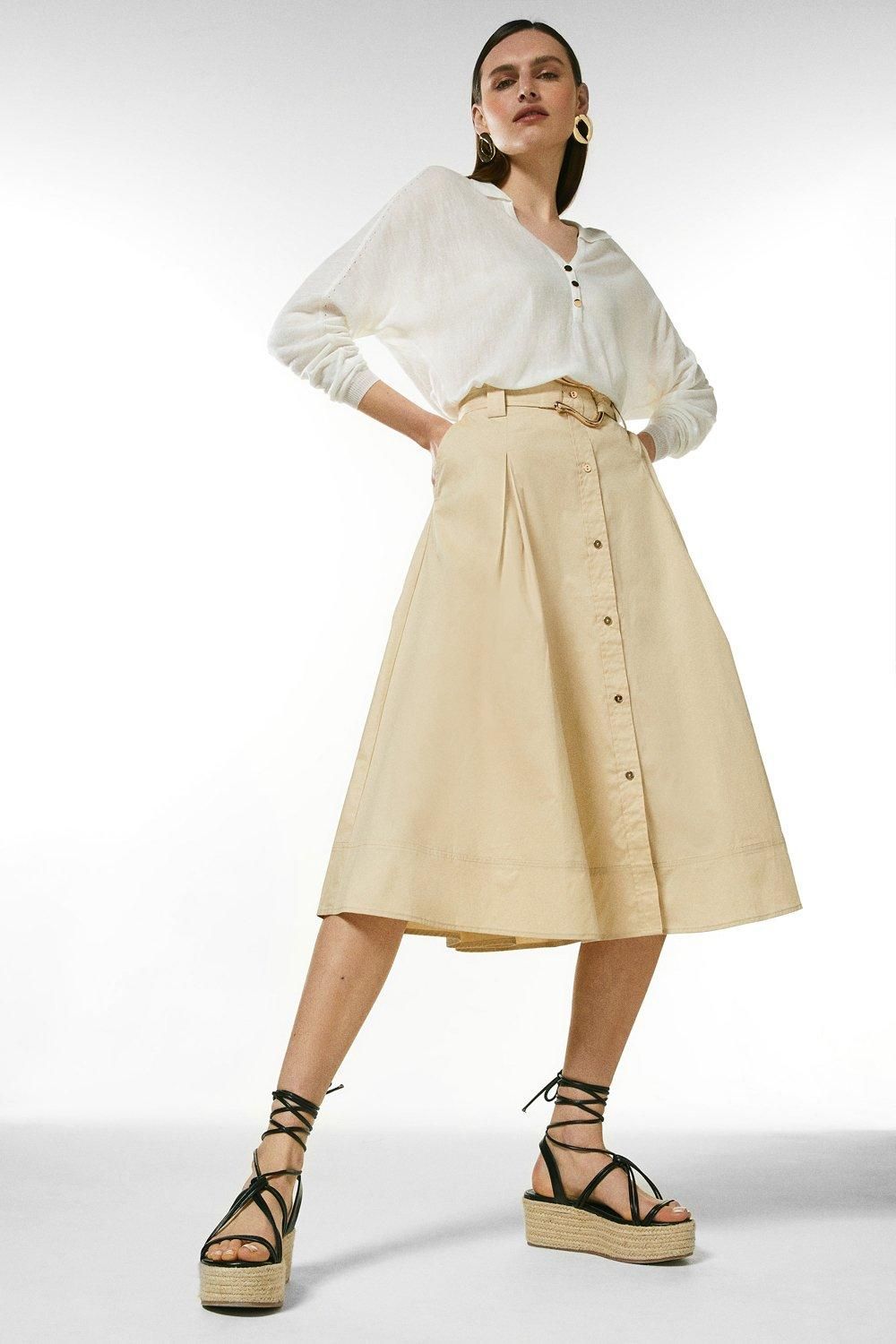 Cotton Utility Skirt | Karen Millen UK & IE