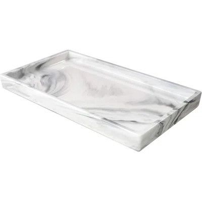 White Marble Bathroom Counter Tray - Ceramic Perfume Organizer And Jewelry Dish For Vanity Dresser | Wayfair North America