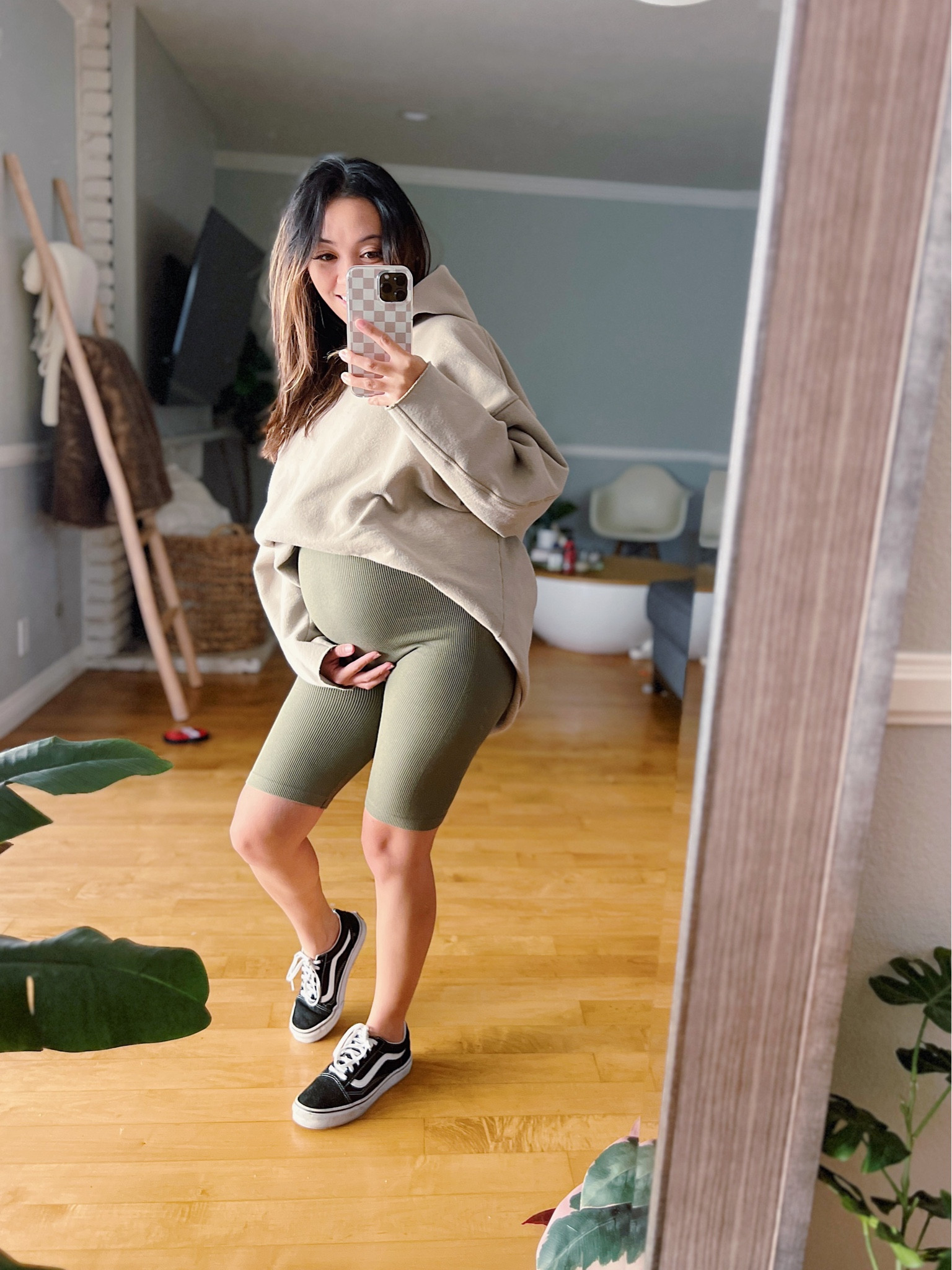 Hello Third Trimester! These Biker Short Bodysuits are so comfy and versatile! Perfect for layering for the season! 

Fear of god, neutral hoodie, oversized hoodie, vans oldskool, olive green romper, olive green bodysuit, skims bodysuit, baby bump, pregnancy style, maternity fashion 

#LTKbump #LTKstyletip