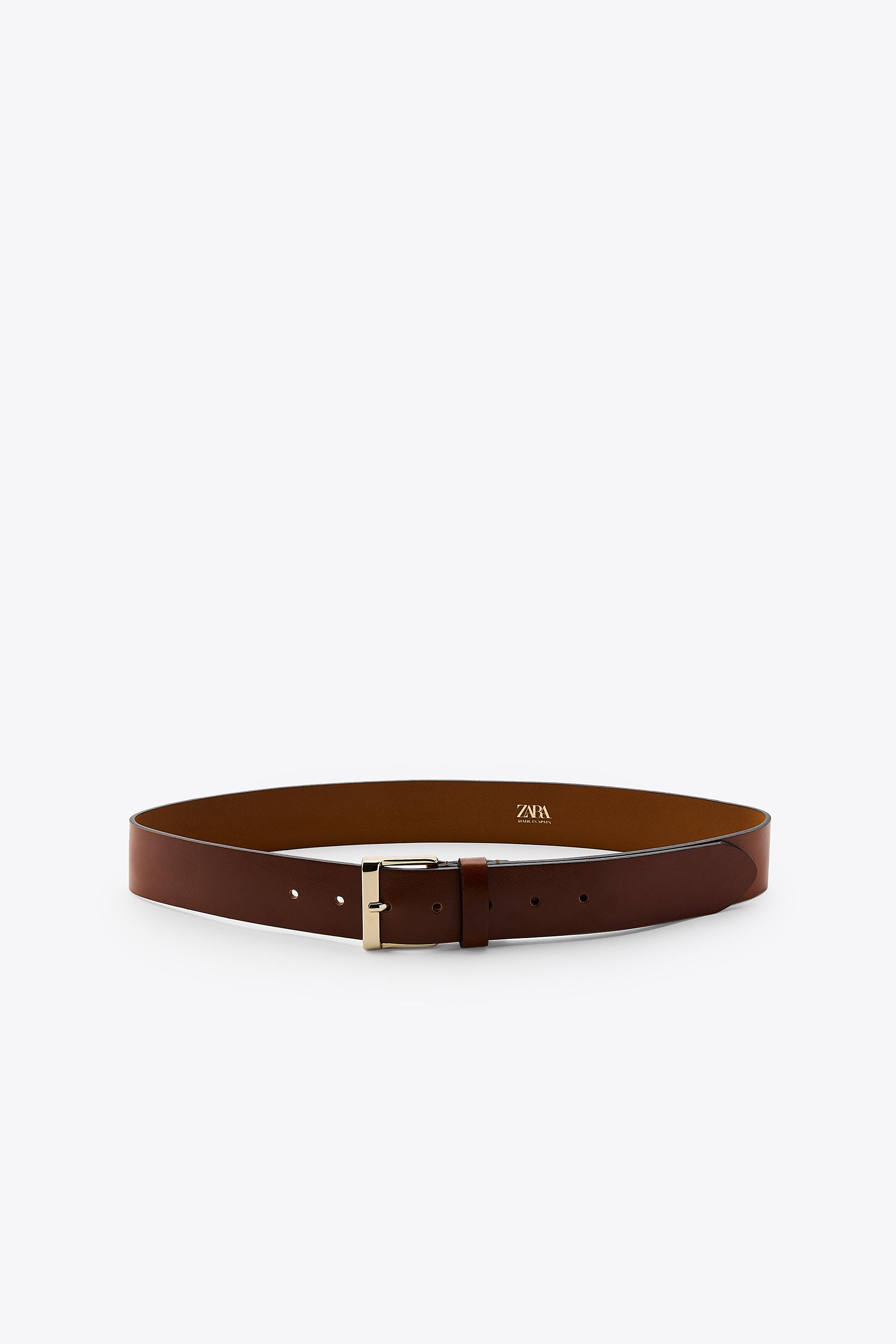 SQUARE BUCKLE LEATHER BELT | Zara US