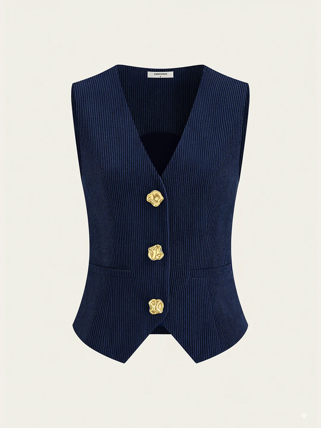 Corduroy V-neck Buttoned Vest | Commense