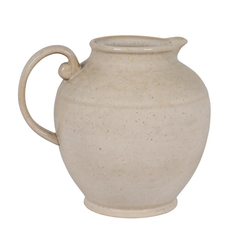 Creative Co-Op Stoneware Pitcher with Reactive Glaze, Cream | Walmart (US)