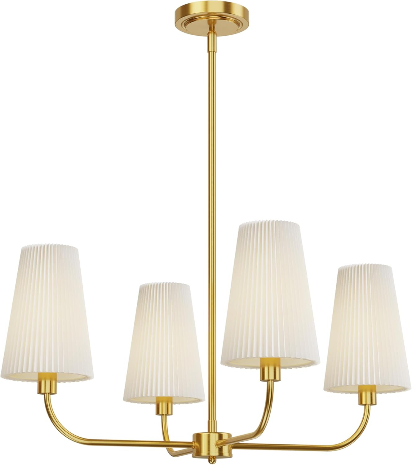 Electro bp;26" Dia 4-Arm Chandelier Polished Gold Metal with White Pleated Fabric Shades,Modern F... | Amazon (US)