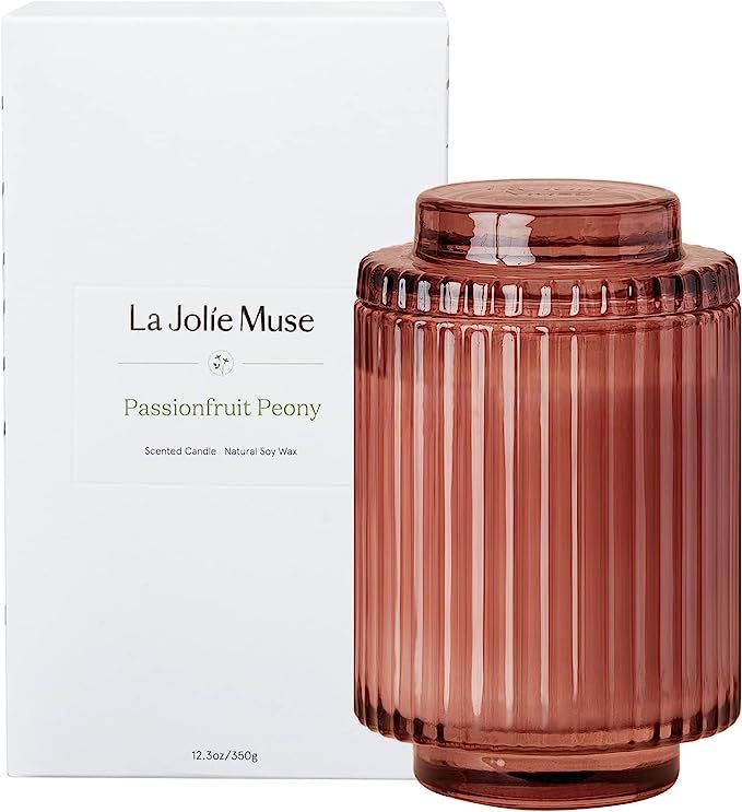LA JOLIE MUSE Candles for Home Scented - Passionfruit Peony Scented Candle, Natural Soy Wax, 80 H... | Amazon (US)