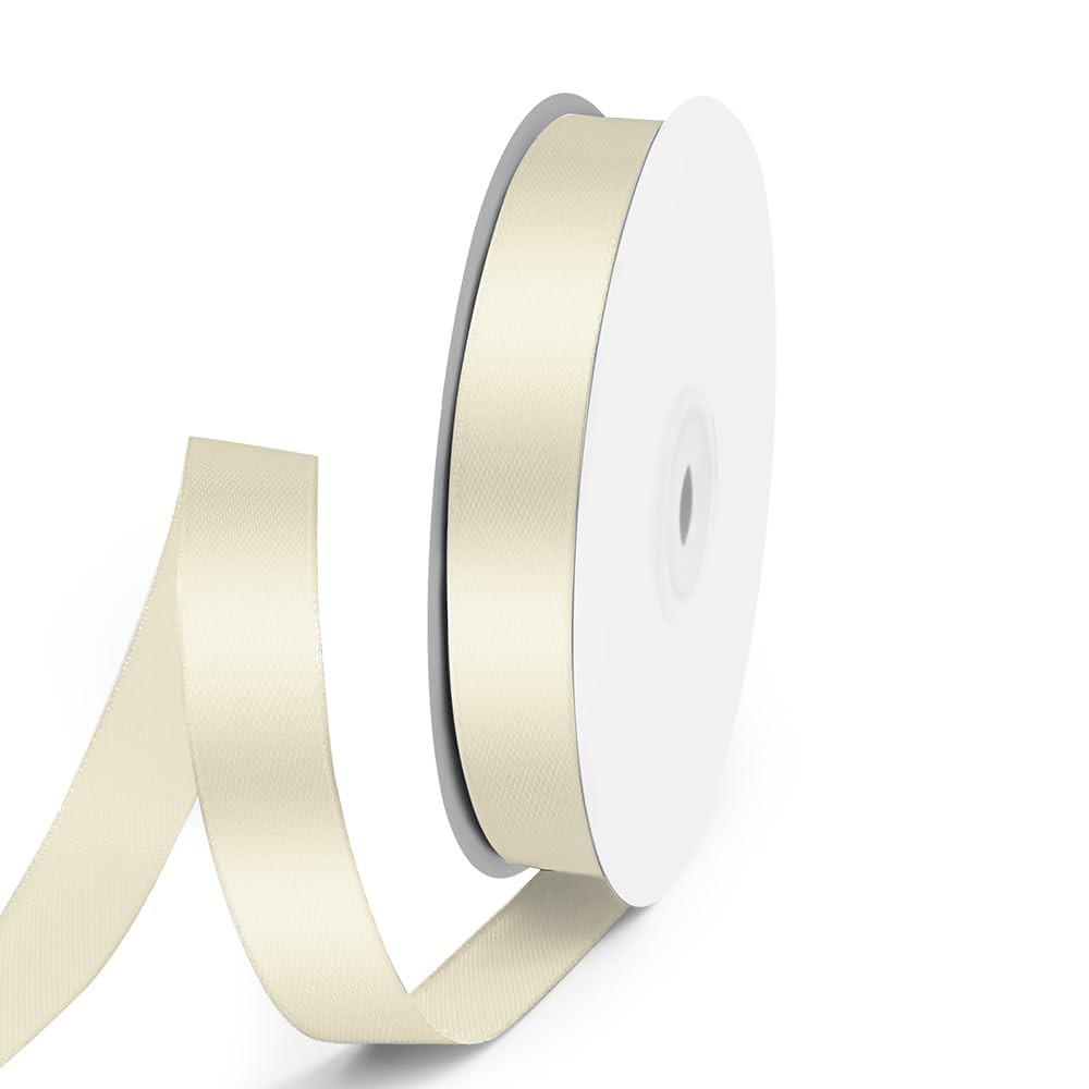 5/8" x 50 Yards Satin Ribbon - Ivory Silk Ribbon with Spool - Ideal for Gift Wrapping, Floral Bou... | Amazon (US)