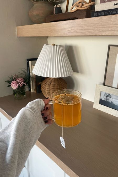 wicker lamp linked — such a good find! Glassware is linked on my Amazon storefront 