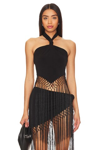 Willow Top | Black Fringe Top | Black Fringe Skirt Set | Black Crop Top | Two Piece Skirt Set | Revolve Clothing (Global)