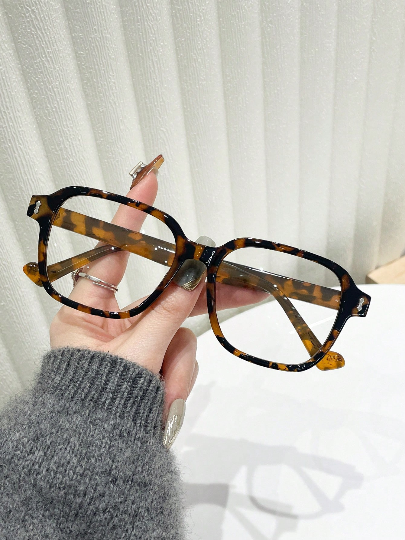 1 Pair Women Square Tortoise Shell Frame Blue Light Blocking Glasses College Style Cute Decorativ... | SHEIN