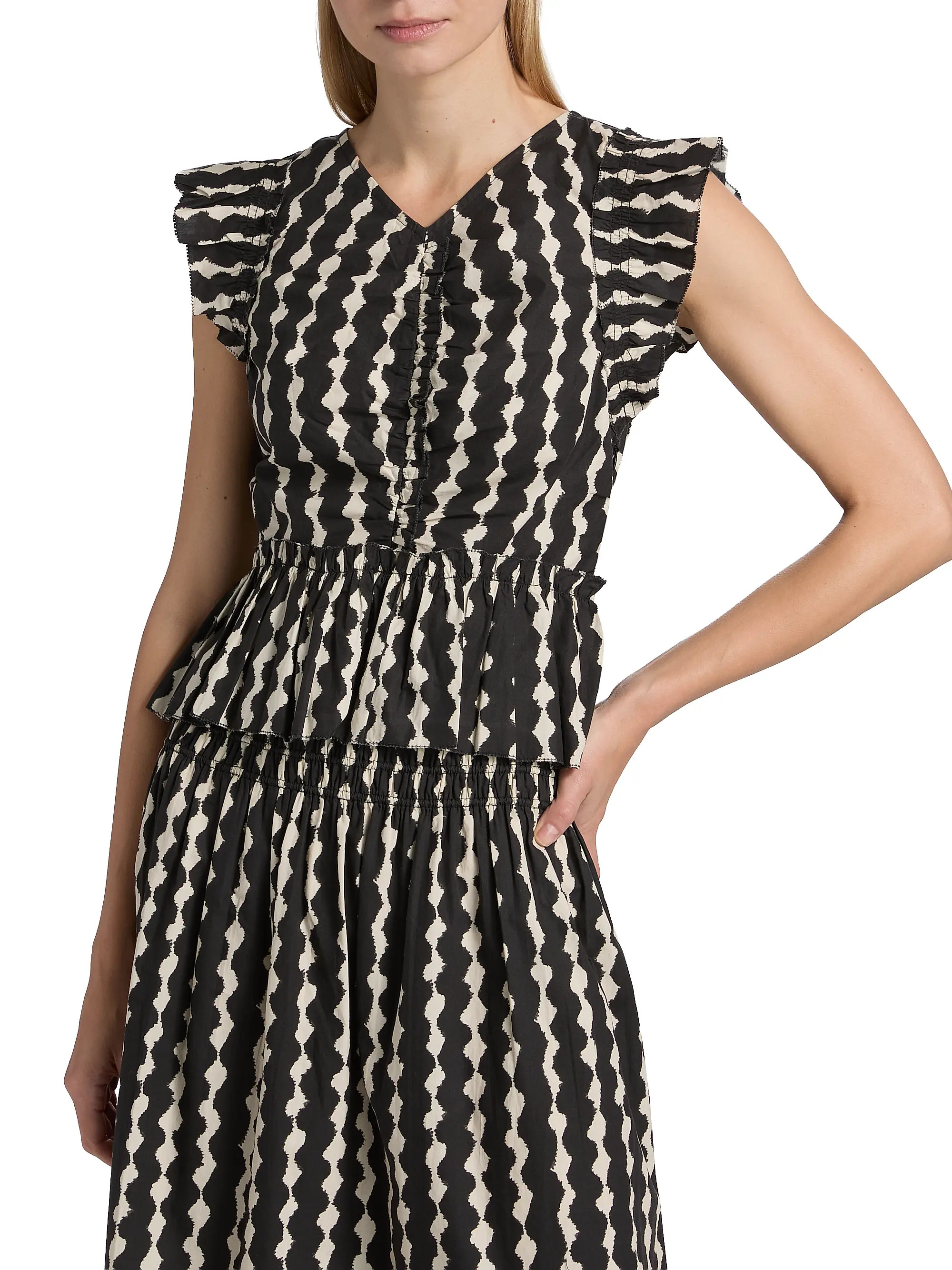 Rails Cali Geometric Flutter Top | Saks Fifth Avenue | Saks Fifth Avenue