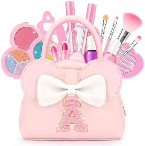 Kids Real Makeup Kit for Girls - 18Pcs Non-Toxic Washable Make Up Toys with Initial Toddler Purse... | Amazon (US)