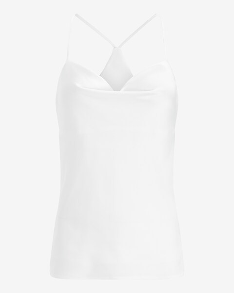 Satin Racerback Cowl Neck Cami | Express