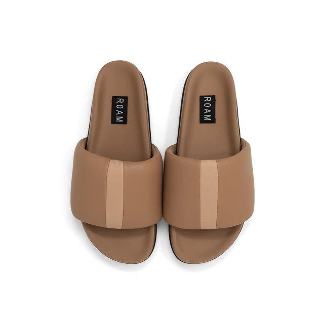 ROAM STRIPE SLIDER BEIGE & NUDE VEGAN LEATHER | ROAM