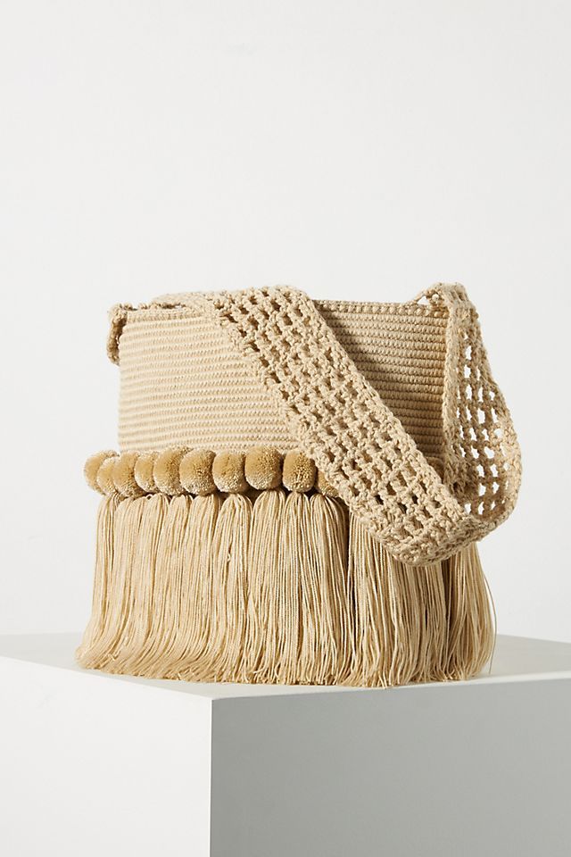 Soraya Hennessy Crochet Fringe Bucket Bag | Anthropologie (US)