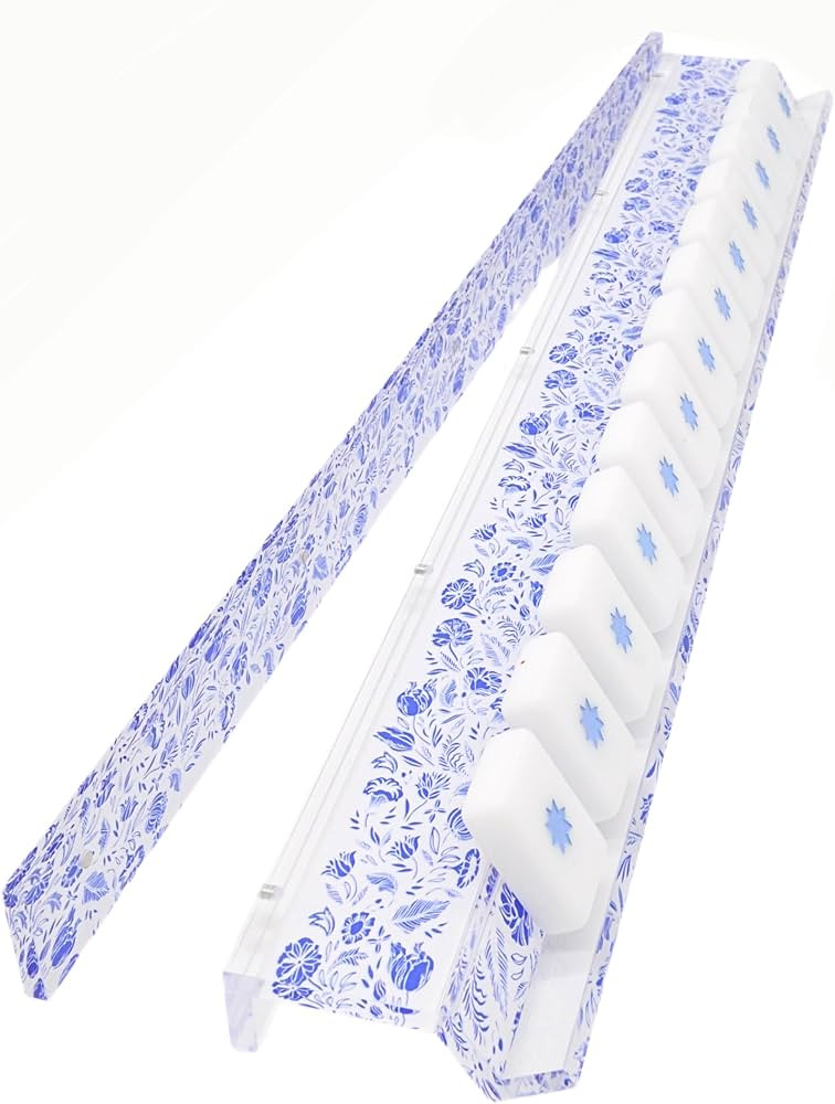 Mahjong Tile Racks and Beautiful Removable Magnetic Acrylic Pushers, Blue Chinoiserie Pattern, 20... | Amazon (US)