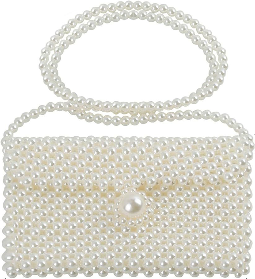 SHESRA Luxury Pearl Bag Chain Bag Purse Shoulder Bag Evening Bags for Women, Artificial Pearl Clu... | Amazon (US)