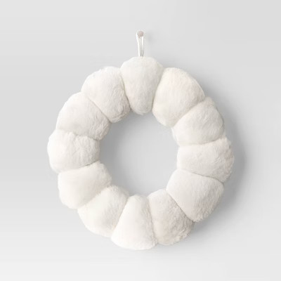 Christmas Cozy Decorative Faux Fur Wreath Cream - Threshold™ | Target