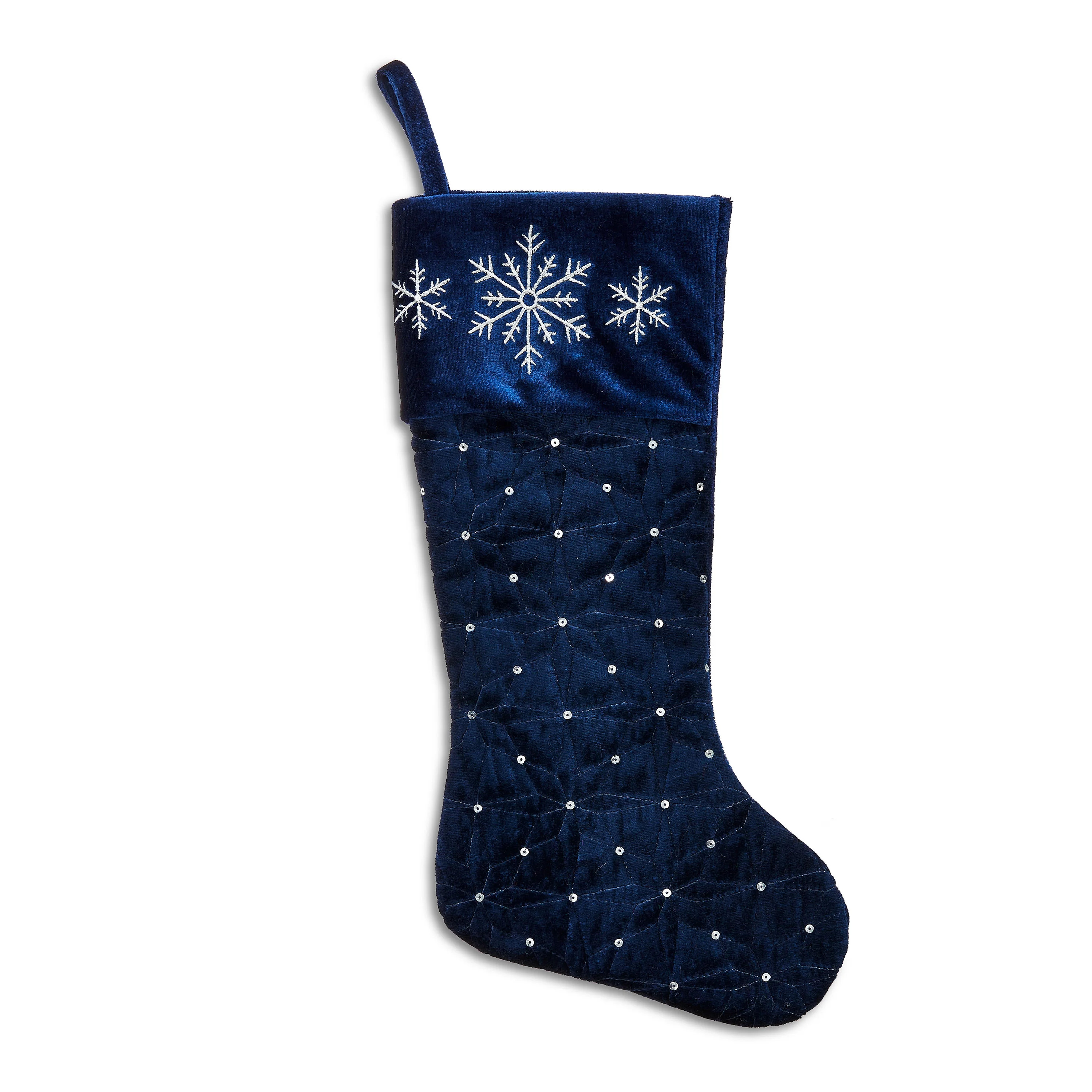 Holiday Time Quilted Blue Velvet Christmas Stocking, 20" | Walmart (US)